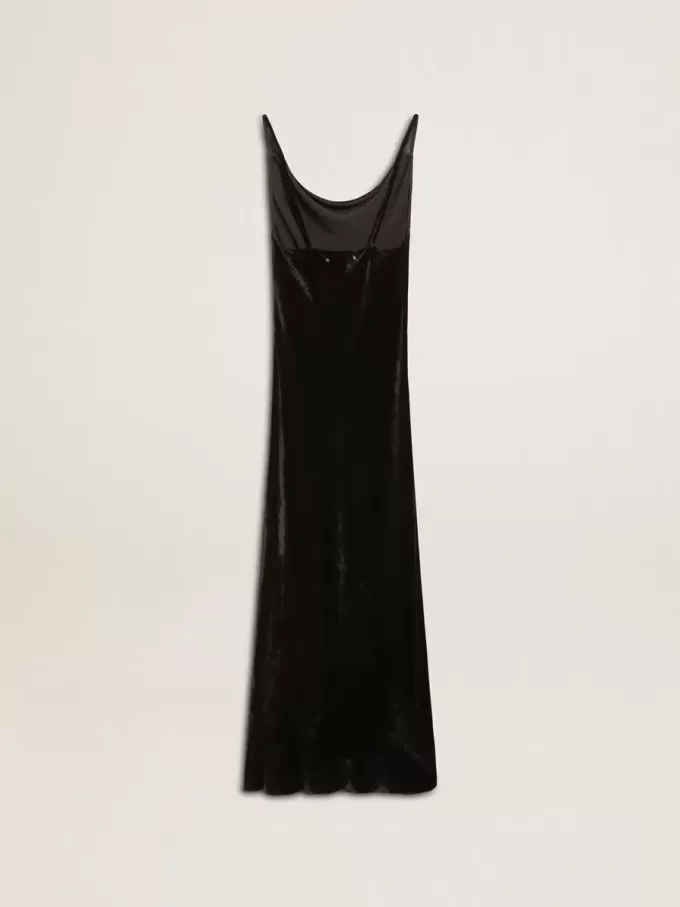 Schwarzes Slipdress für Damen mit Samteffekt
