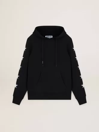 Schwarzes Sweatshirt aus der Alighiero Star Collection mit kontrastierenden weißen Sternen