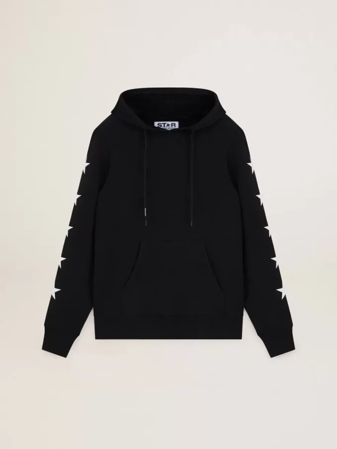 Schwarzes Sweatshirt aus der Alighiero Star Collection mit kontrastierenden weißen Sternen