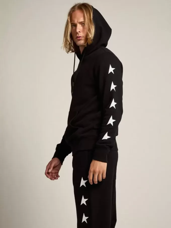 Schwarzes Sweatshirt aus der Alighiero Star Collection mit kontrastierenden weißen Sternen