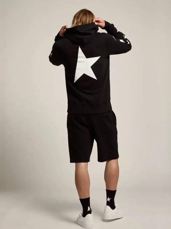Schwarzes Sweatshirt aus der Alighiero Star Collection mit kontrastierenden weißen Sternen