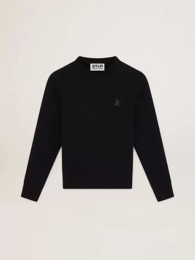 Schwarzes Sweatshirt aus der Athena Star Collection mit tonalem Stern auf der Vorderseite