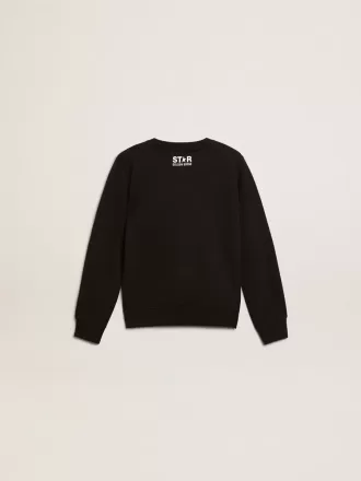 Schwarzes Sweatshirt für Jungen mit weißem Maxi-Stern auf der Vorderseite