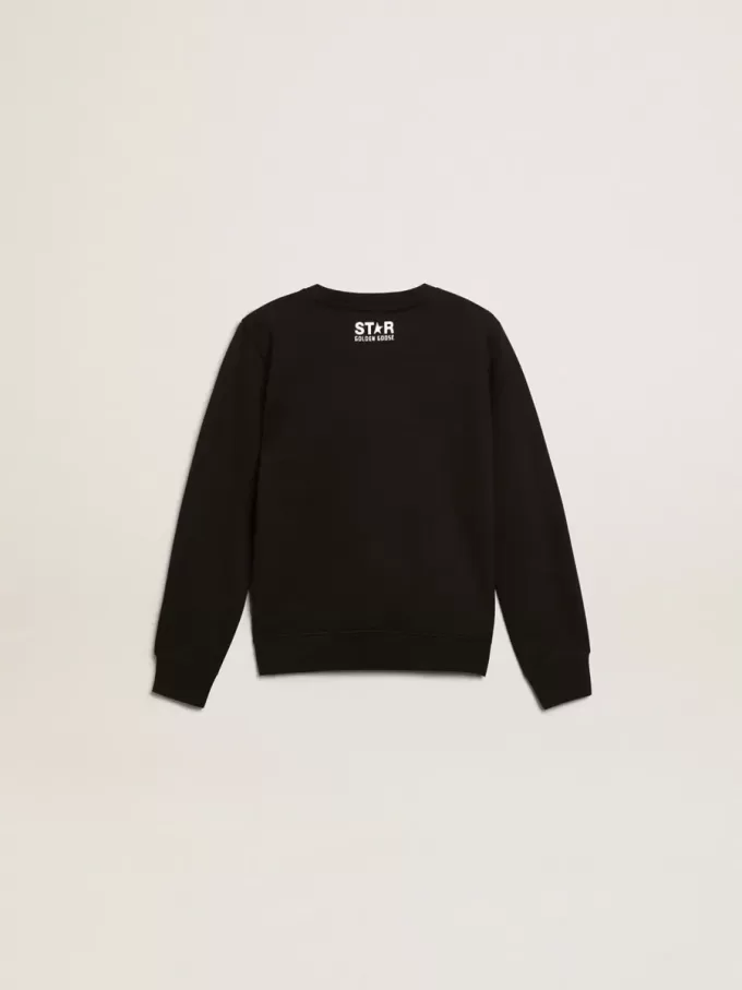 Schwarzes Sweatshirt für Jungen mit weißem Maxi-Stern auf der Vorderseite