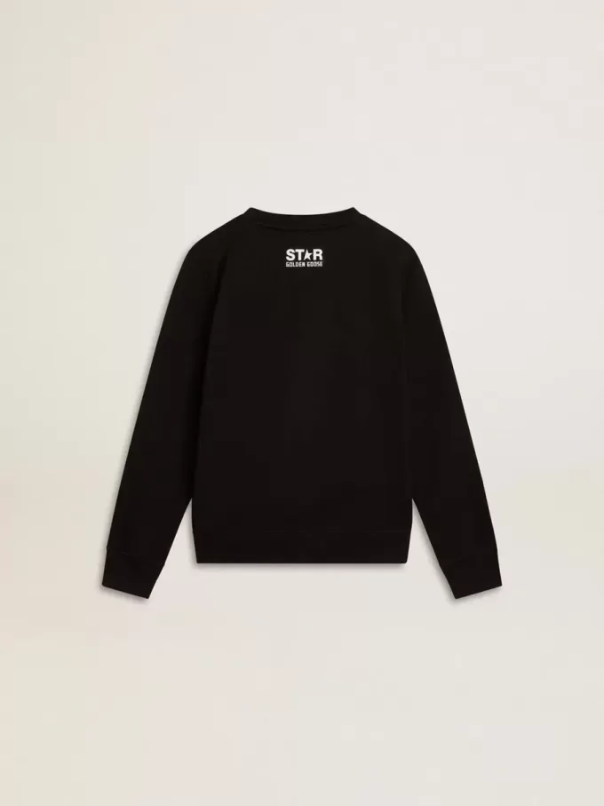 Schwarzes Sweatshirt für Jungen mit weißem Maxi-Stern auf der Vorderseite