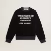 Schwarzes Sweatshirt mit Rundhalsausschnitt und gesticktem Schriftzug Schwarzes Sweatshirt mit Rundhalsausschnitt und gesticktem Schriftzug