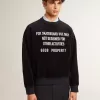 Schwarzes Sweatshirt mit Rundhalsausschnitt und gesticktem Schriftzug Schwarzes Sweatshirt mit Rundhalsausschnitt und gesticktem Schriftzug