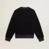 Schwarzes Sweatshirt mit Rundhalsausschnitt und gesticktem Schriftzug Schwarzes Sweatshirt mit Rundhalsausschnitt und gesticktem Schriftzug