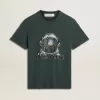 Schwarzes T-Shirt mit mehrfarbigem Aufdruck