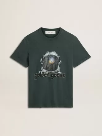 Schwarzes T-Shirt mit mehrfarbigem Aufdruck