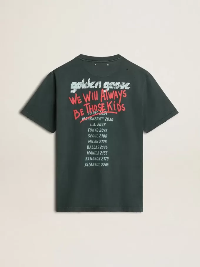 Schwarzes T-Shirt mit mehrfarbigem Aufdruck