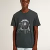 Schwarzes T-Shirt mit mehrfarbigem Aufdruck