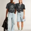 Schwarzes T-Shirt mit mehrfarbigem Aufdruck