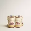 Sky-Star aus beigem Nylon und Nappa mit granatrotem Wildlederstern