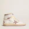 Sky-Star aus weißem Leder mit rosa Lederstern