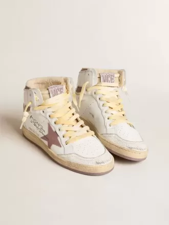 Sky-Star aus weißem Leder mit rosa Lederstern