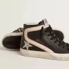 Slide LTD mit platinfarbenem Glitzerstern und Wildleder-Flash mit Perlen