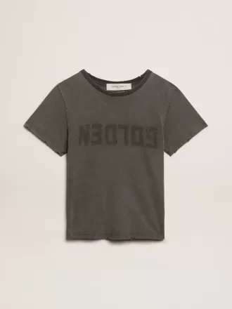 Slim-Fit-T-Shirt in Anthrazitgrau mit Used-Look