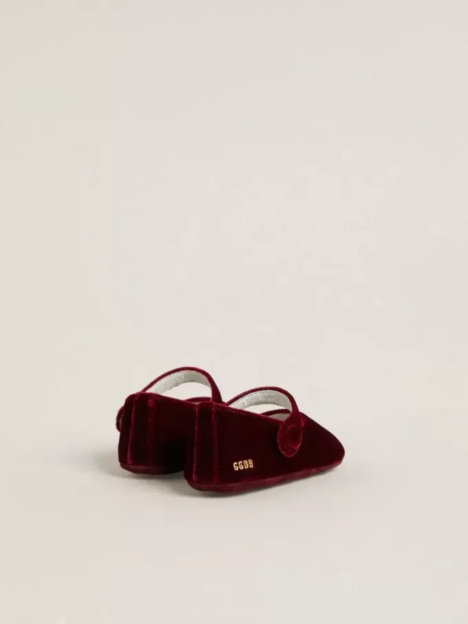 Sofi Baby-Ballerinas aus burgunderrotem Samt und Wildleder Sofi Baby-Ballerinas aus burgunderrotem Samt und Wildleder