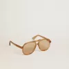Sonnenbrille im Aviator-Stil mit honigfarbenem Rahmen und Gläsern