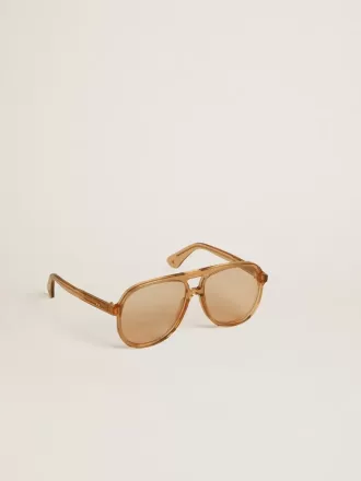 Sonnenbrille im Aviator-Stil mit honigfarbenem Rahmen und Gläsern