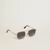 Sonnenbrille im Aviator-Stil mit silbernem Rahmen und blauen Gläsern