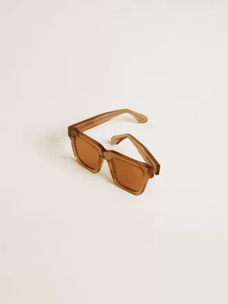 Sonnenbrille im Jamie-Stil mit quadratischem Rahmen und honigfarbenen Gläsern