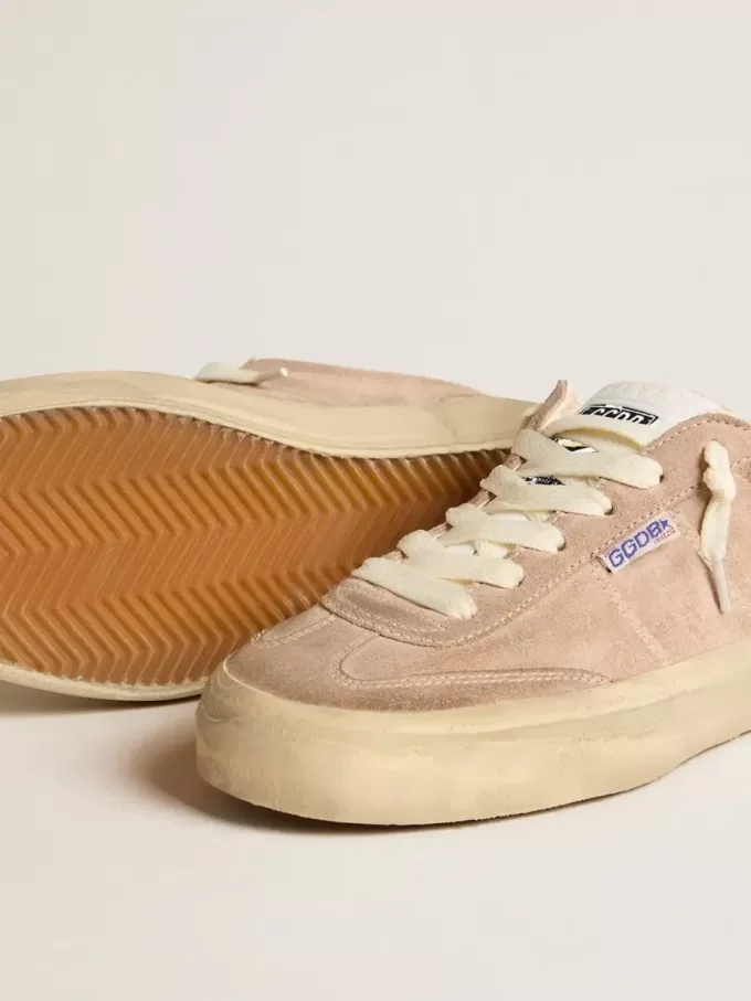 Soul Star für Damen aus rosa Wildleder mit milchweißer Lederkappe am Absatz