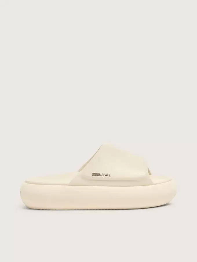 Herren-Slip-Ons „Space-Star Slide” aus weißem Leder
