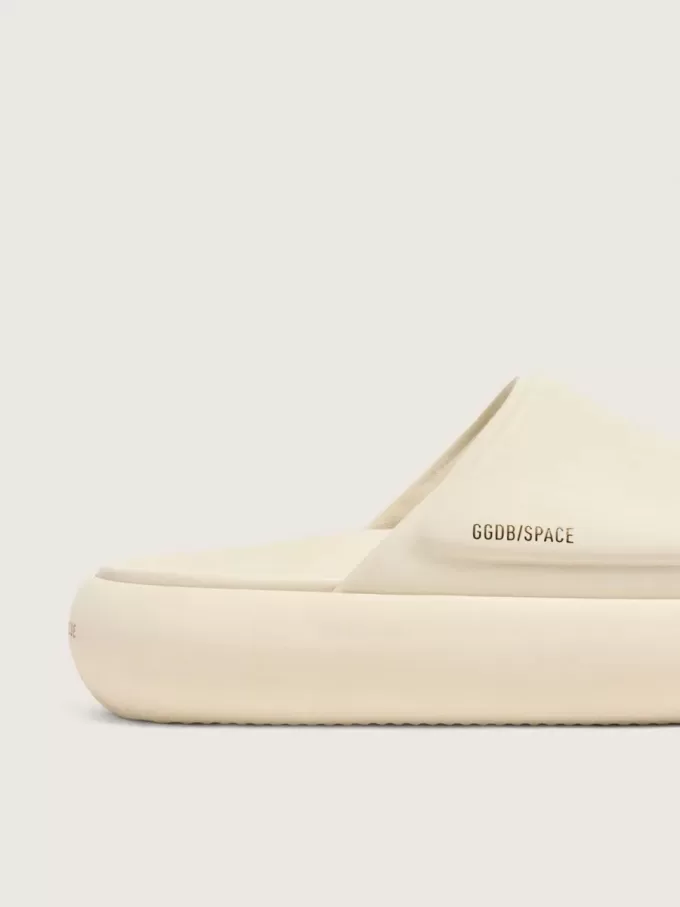 Herren-Slip-Ons „Space-Star Slide” aus weißem Leder