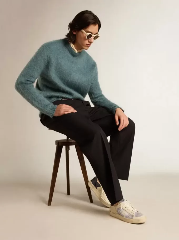 Stardan aus weißem Leder und Mesh mit weißem Lederstern Stardan aus weißem Leder und Mesh mit weißem Lederstern