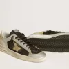 Stardan LAB aus silbernem Leder und Mesh mit goldenem Stern und Fersenlasche