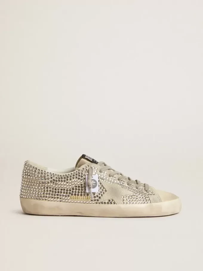 Super-Star aus Nubukleder mit Swarovski-Kristallen und eisgrauem Wildlederstern Super-Star aus Nubukleder mit Swarovski-Kristallen und eisgrauem Wildlederstern
