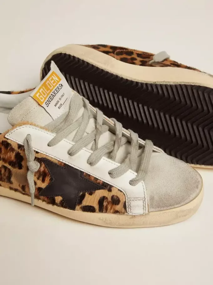 Super-Star für Damen aus Leder mit Leopardenmuster Super-Star für Damen aus Leder mit Leopardenmuster
