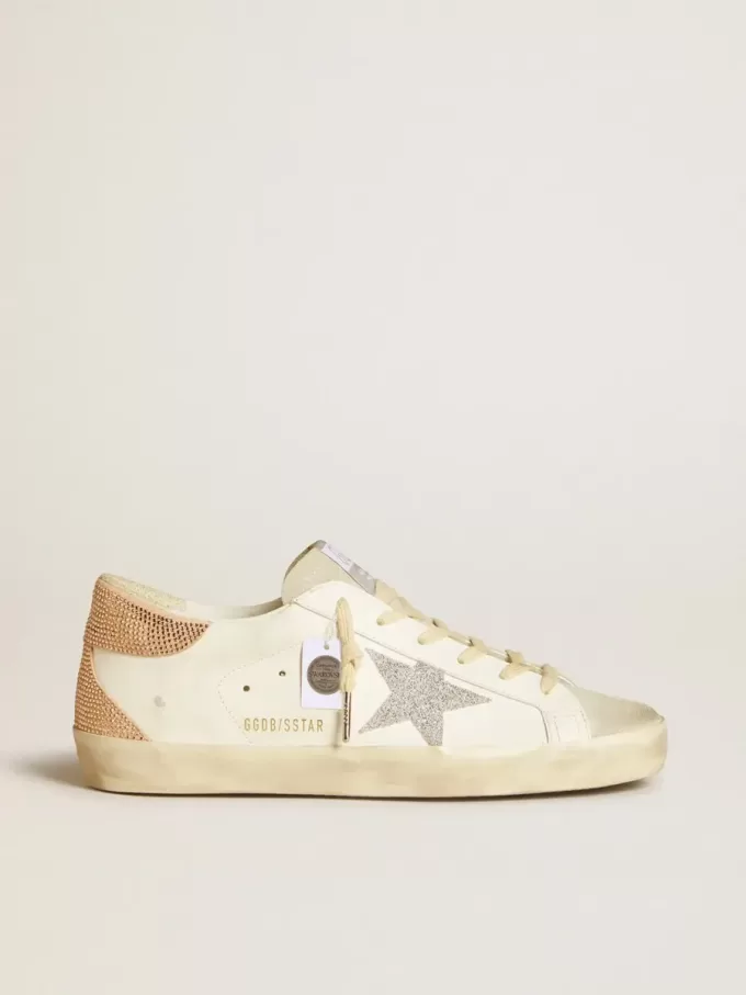 Super-Star für Damen aus Leder mit Swarovski-Kristallstern und Fersenlasche Super-Star für Damen aus Leder mit Swarovski-Kristallstern und Fersenlasche