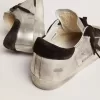 Super-Star für Damen aus silbernem Leder mit kontrastierenden Einsätzen Super-Star für Damen aus silbernem Leder mit kontrastierenden Einsätzen