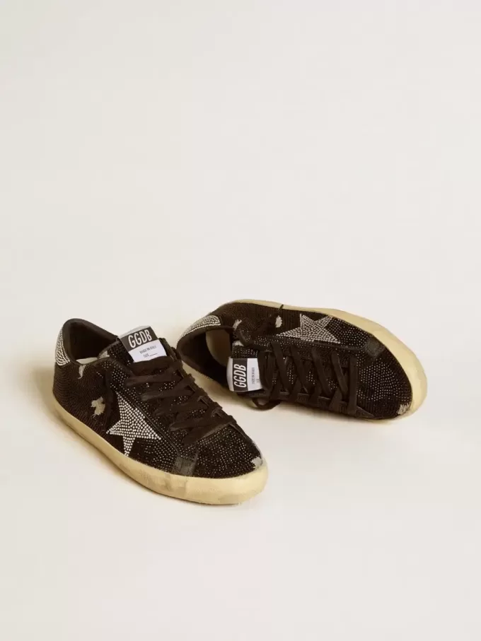 Super-Star für Damen aus Wildleder und Swarovski-Kristallen mit silbernem Stern Super-Star für Damen aus Wildleder und Swarovski-Kristallen mit silbernem Stern