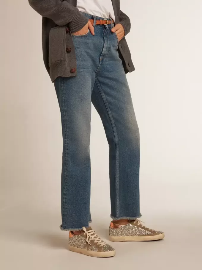 Super-Star für Damen in Platin-Glitzer mit taubengrauem Wildlederstern Super-Star für Damen in Platin-Glitzer mit taubengrauem Wildlederstern