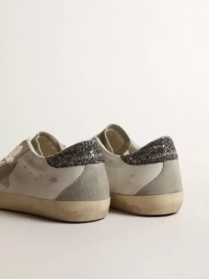 Super-Star für Damen mit grauem Stern und dunkelgrauer Glitzer-Fersenlasche