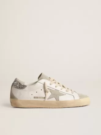 Super-Star für Damen mit grauem Stern und silbernem Glitzer-Fersenlasche Super-Star für Damen mit grauem Stern und silbernem Glitzer-Fersenlasche