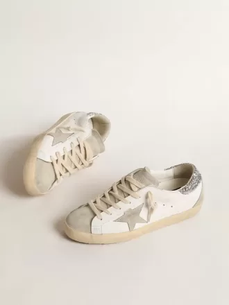 Super-Star für Damen mit grauem Stern und silbernem Glitzer-Fersenlasche Super-Star für Damen mit grauem Stern und silbernem Glitzer-Fersenlasche