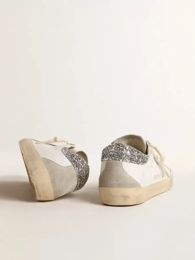 Super-Star für Damen mit grauem Stern und silbernem Glitzer-Fersenlasche Super-Star für Damen mit grauem Stern und silbernem Glitzer-Fersenlasche