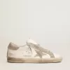 Super-Star für Damen mit grauem Wildlederstern und Fersenlasche Super-Star für Damen mit grauem Wildlederstern und Fersenlasche