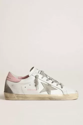 Super-Star für Damen mit grauem Wildlederstern und rosa Lederferse Super-Star für Damen mit grauem Wildlederstern und rosa Lederferse