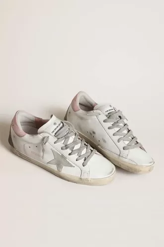 Super-Star für Damen mit grauem Wildlederstern und rosa Lederferse Super-Star für Damen mit grauem Wildlederstern und rosa Lederferse
