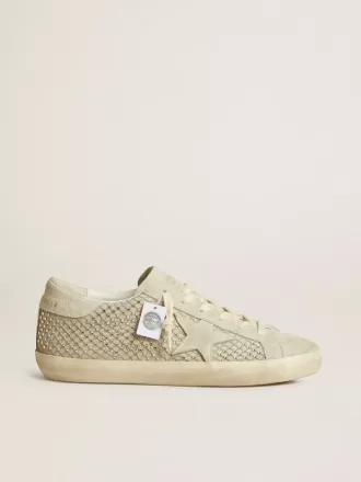 Super-Star für Damen mit grauem Wildlederstern und Swarovski-Kristall-Mesh Super-Star für Damen mit grauem Wildlederstern und Swarovski-Kristall-Mesh
