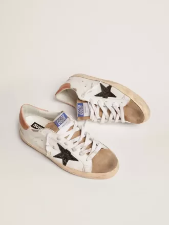 Super-Star für Damen mit schwarzem Glitzerstern und rosa Fersenlasche Super-Star für Damen mit schwarzem Glitzerstern und rosa Fersenlasche