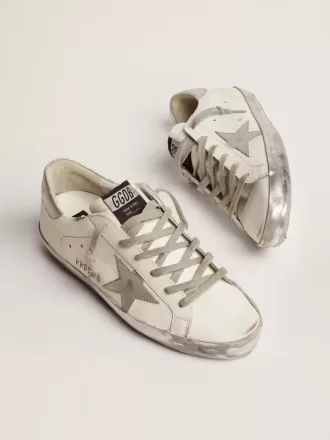 Super-Star für Damen mit silbernem Glitzerrand und Metallnieten-Schriftzug