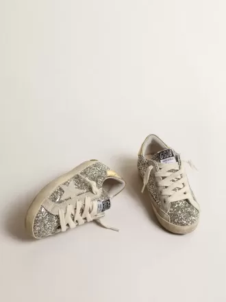 Super-Star Junior in Glitzeroptik mit Stern aus Wildleder und goldener Fersenlasche