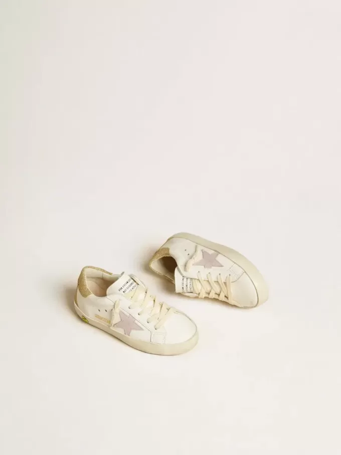 Super-Star Junior mit lila Lederstern und glitzernder Fersenlasche
